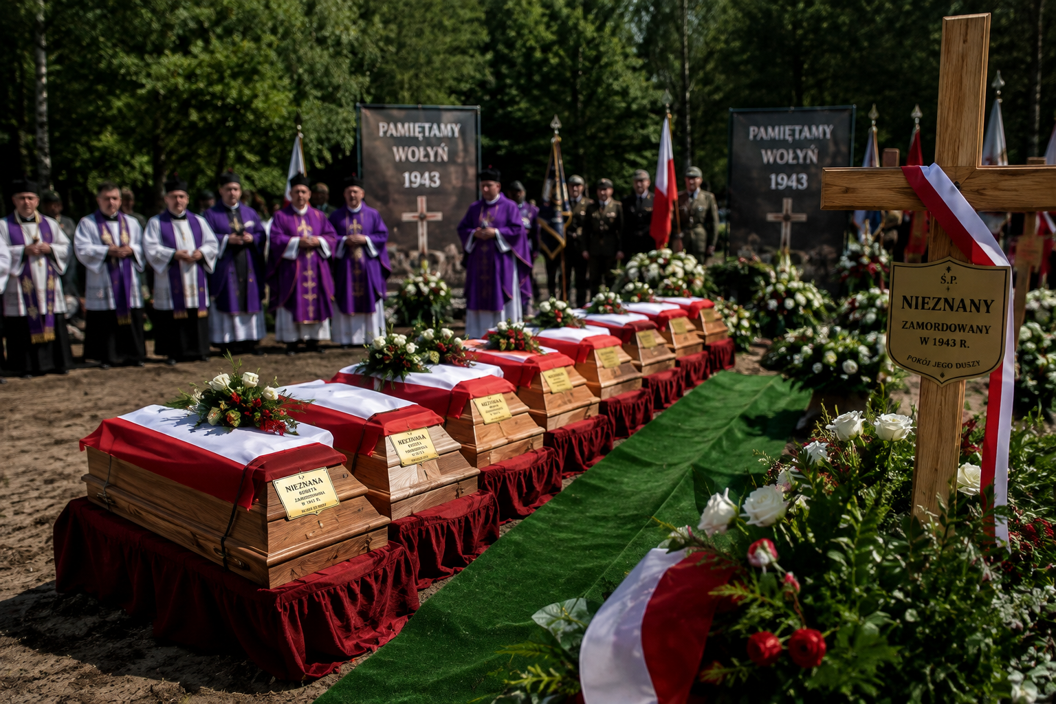 55 Polaków pochowanych po 83 latach. Uroczystości na Wołyniu