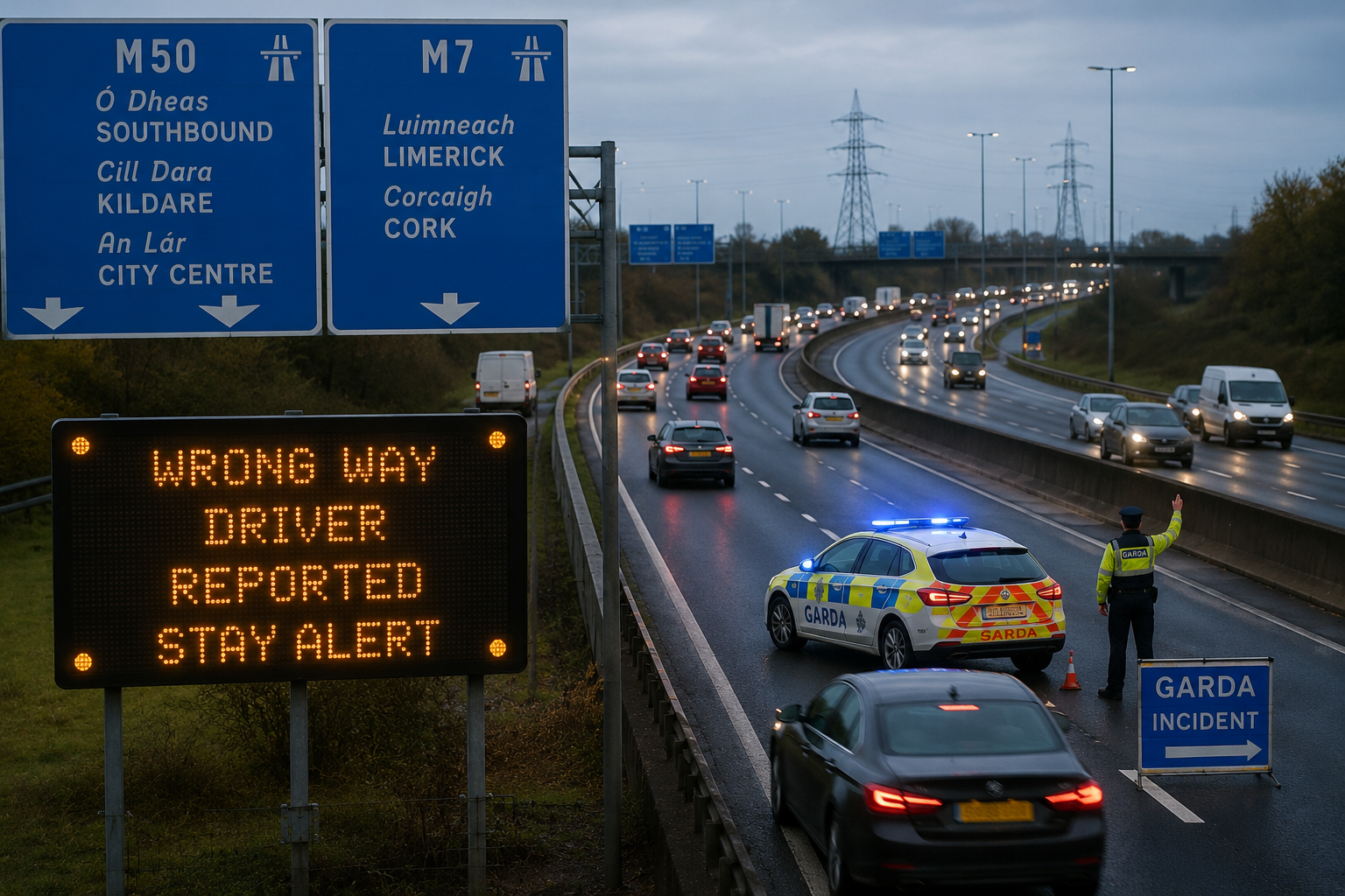 M50 i M7 wśród autostrad z największą liczbą przypadków jazdy pod prąd