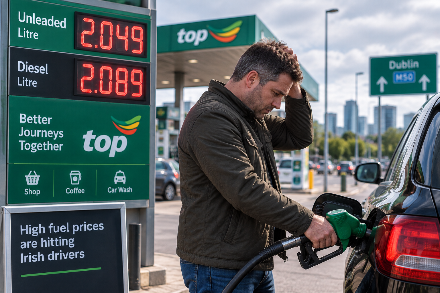 Ceny paliwa mogą długo pozostać powyżej 2 euro za litr. Taoiseach ostrzega kierowców