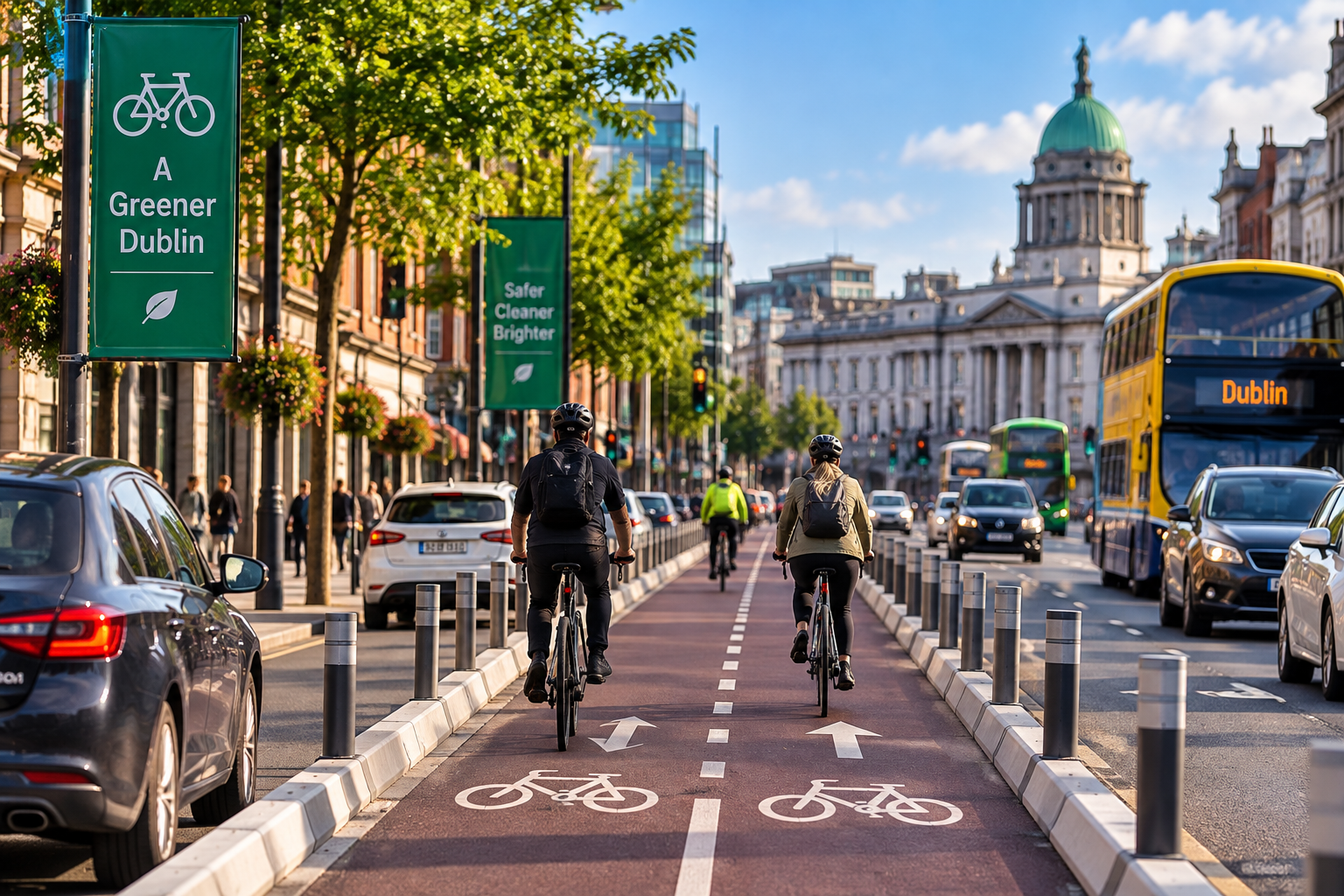 Wielka zmiana w Dublinie. Powstaje pierwsza ścieżka rowerowa na środku jezdni