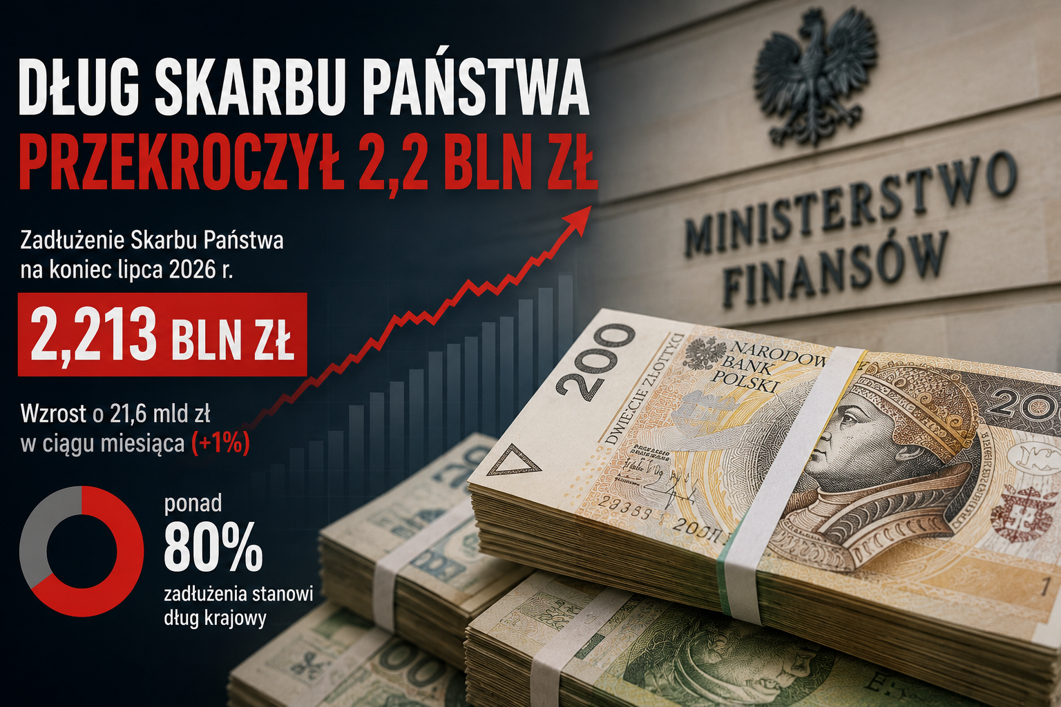 Dług Skarbu Państwa przekroczył 2,2 biliona złotych