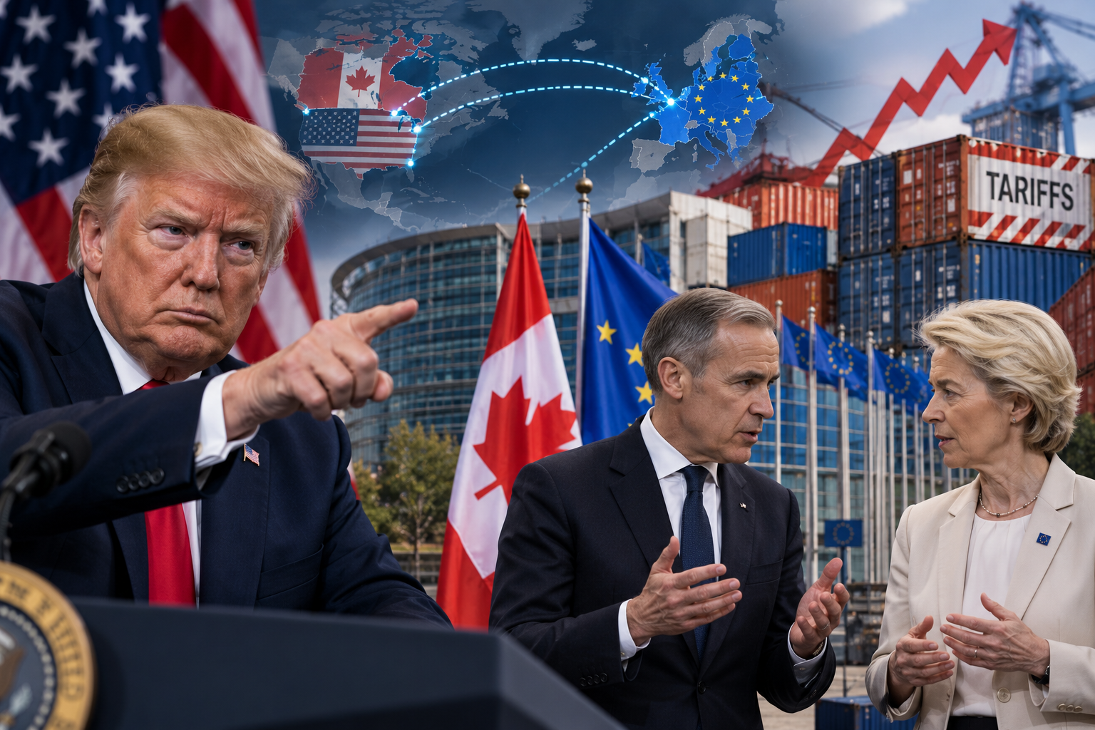 Trump grozi UE nowymi taryfami w związku z planem zbliżenia Kanady z Europą